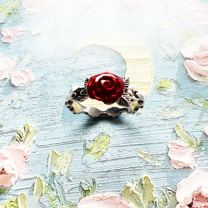 925 Sterling Silver Romantic Gift Rose Ring European Design Fine Jewelry For Women