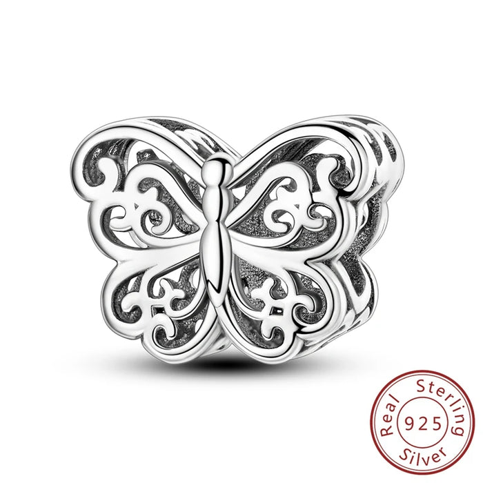 925 Sterling Silver Butterfly Charm Pendant Fits Bracelets Diy Party