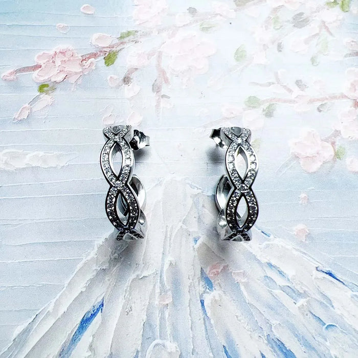 925 Sterling Silver Forever Love Hoop Earrings Real Romantic Gift For Women