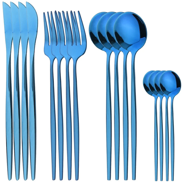 16 Piece Stainless Steel Cutlery Set With Gold Finish