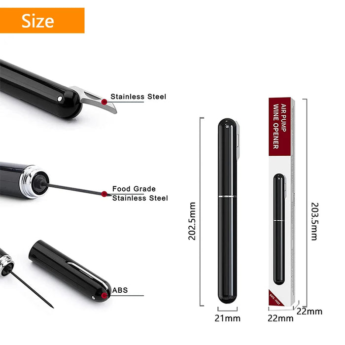 Stainless Steel Air Pressure Wine Opener Easy Cork Removal For Home Parties