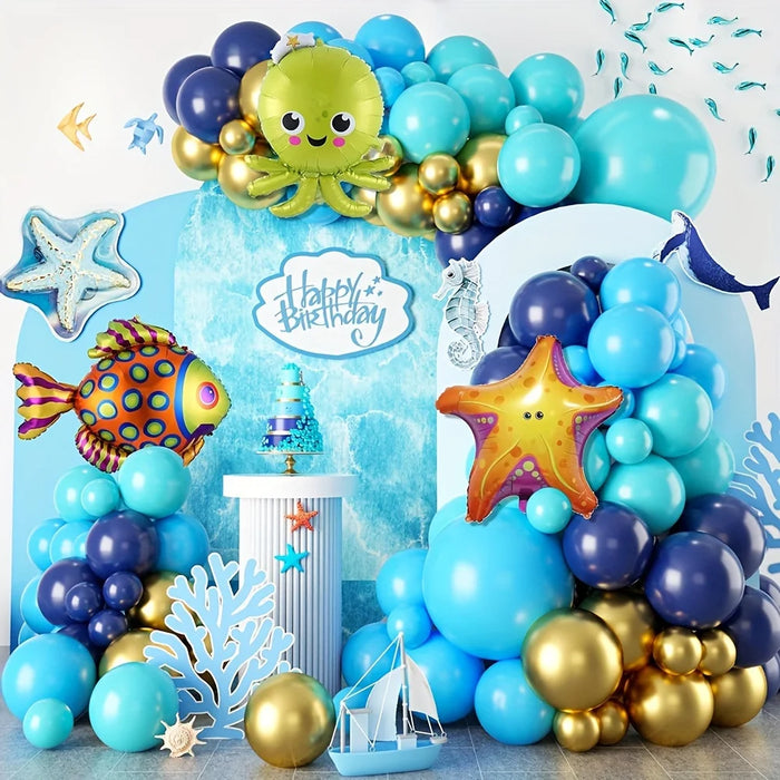 136Pcs Marine Themed Balloon Arch Kit Perfect For Birthday Parties Summer Parties Swimming Pool Decoration Balloon Supplies