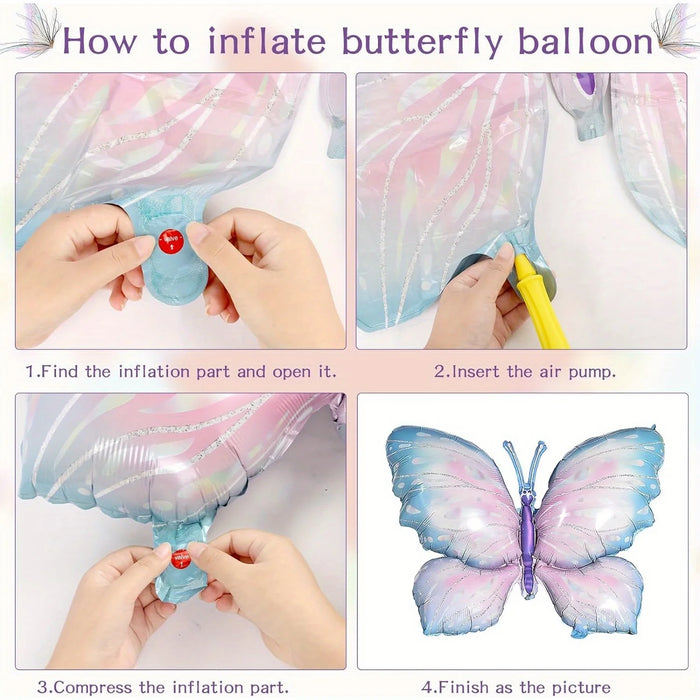 145 Butterfly Balloon Set Suitable For Indoor And Outdoor Decoration Such As Birthday Parties Weddings Anniversaries Etc