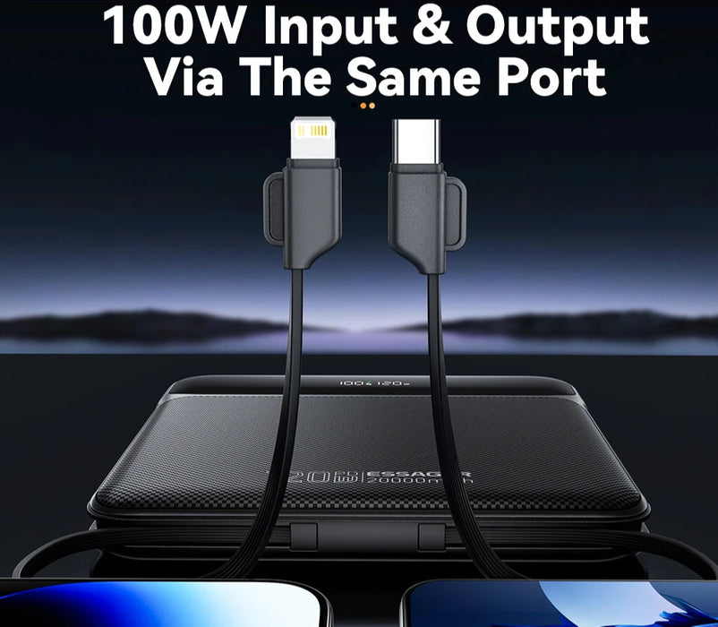 100W Power Bank 20000Mah Capacity Pd Fast Charging Battery Charger Powerbank For Laptops Macbook Iphone Samsung Xiaomi