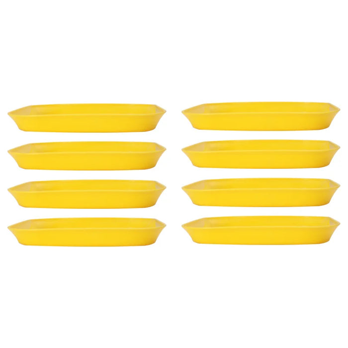 4 / 8 / 12 Piece Reusable Yellow Plastic Snack Plates Ideal For Home Restaurant Desserts & Fruits