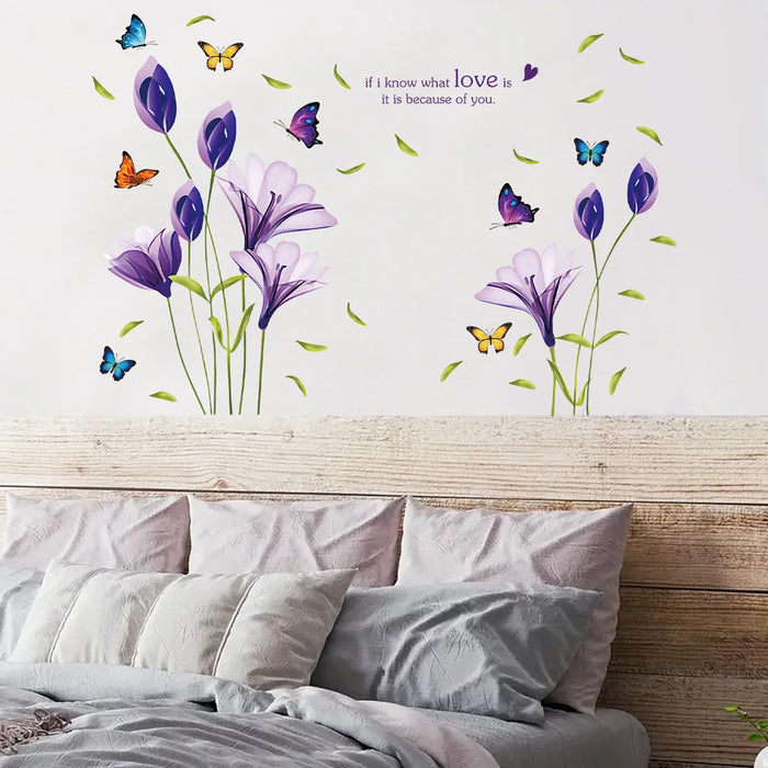 Watercolour Flower Butterfly Wall Stickers 2Pc Set
