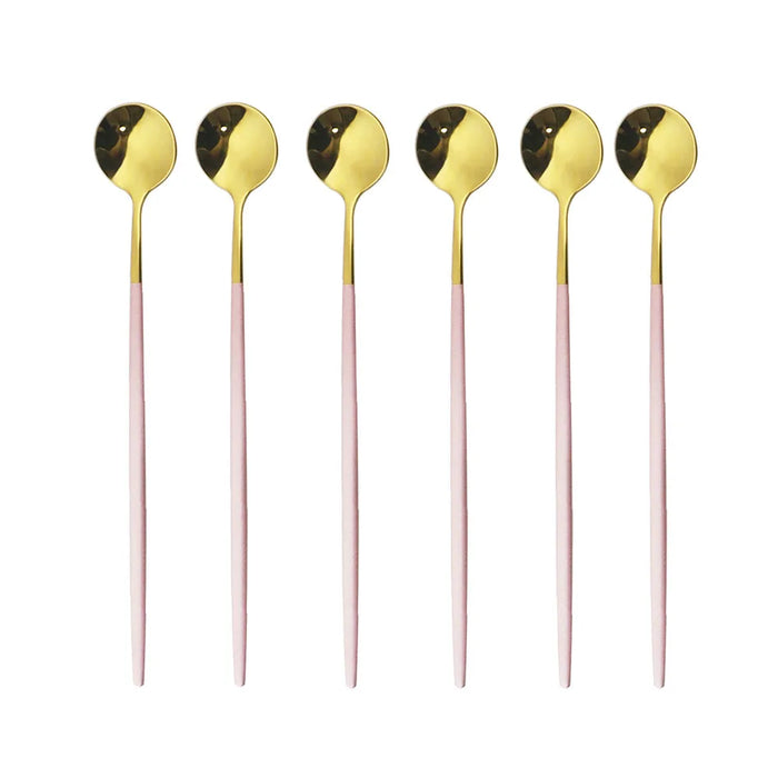 6 Piece Stainless Steel Dessert Spoon Set For Coffee Tea And More