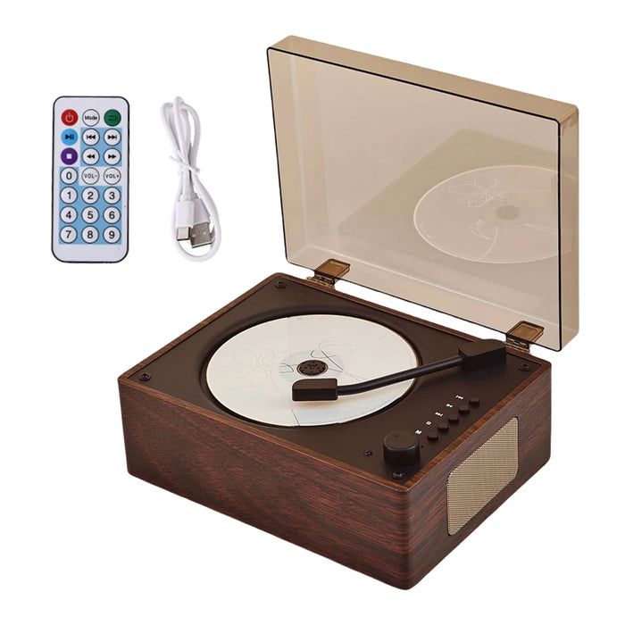 Retro Cd Player Bluetooth Speaker Turntable Speaker Bluetooth 5.4 Wireless Cd Player 3.5Mm Aux Desktop Player For Desktop Pc