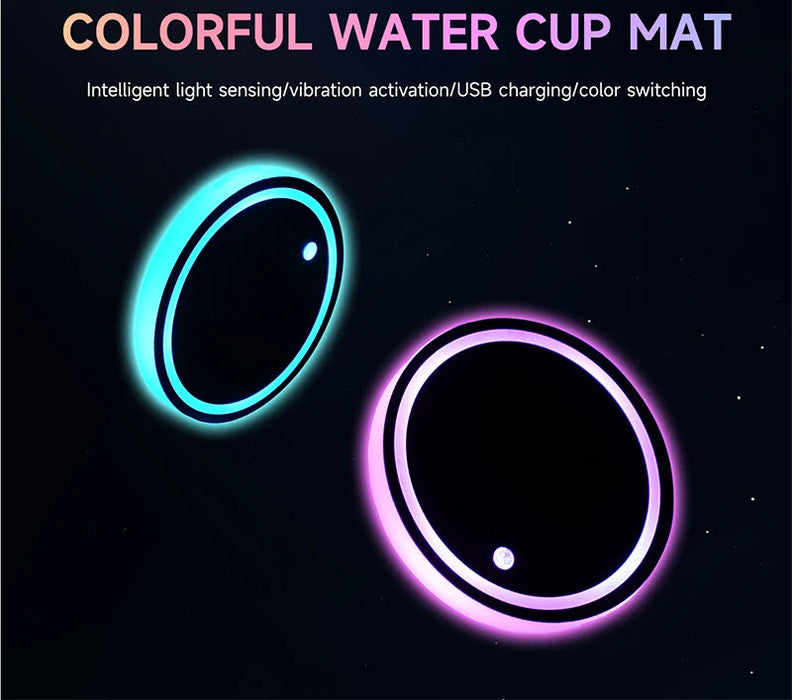 2Pcs Car Cup Holder Light Rgb Colours Bottle Atmosphere Mats