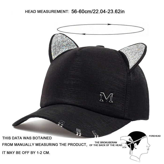 Adjustable Unisex Cat Ears Baseball Cap Spring / Autumn Sun Hat