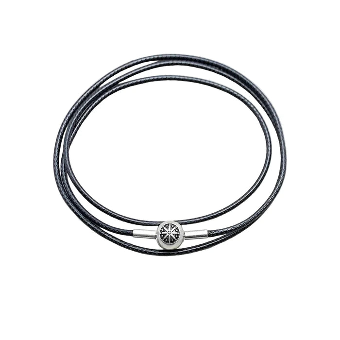 925 Sterling Silver Black Waxed Cotton Necklace Rebel Style Strand Jewelry For Men And Women