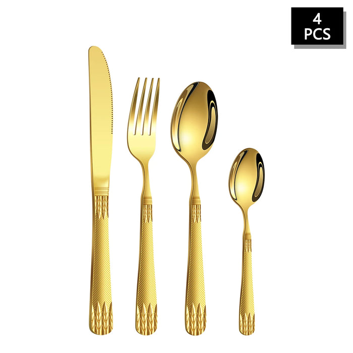 4 / 16 / 24 Piece Stainless Steel Cutlery Set With Wheat Ear Handle