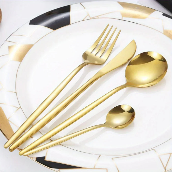 24 Piece Golden Stainless Steel Flatware Set