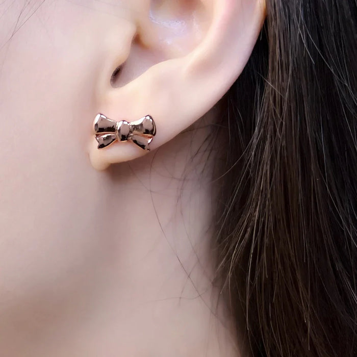 925 Sterling Silver European Style Bow Stud Earrings