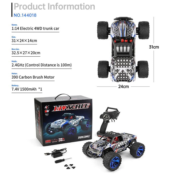 35km/hh 1/14 Off Road Rc Car LED Headlights