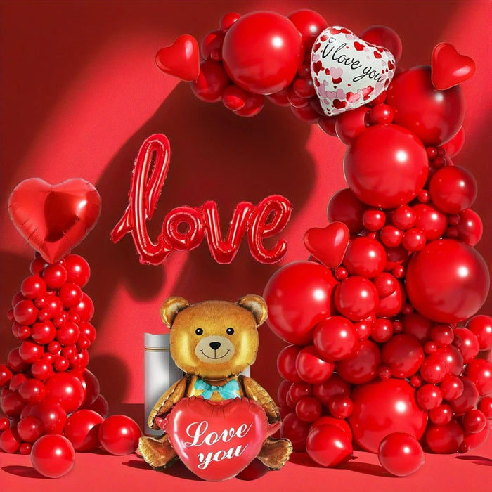 40 / 59 / 60 / 121 / 126Pcs Teddy Bear Red Heart Party Balloon Set Suitable For Valentine'S Day Mother'S Day Wedding Party Decoration