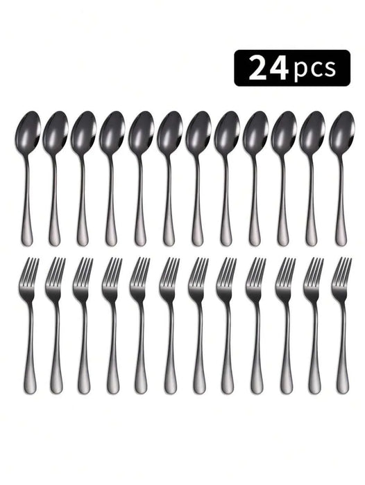 2 / 8 / 12 / 24 Piece Stainless Steel Fork & Spoon Set For Home Restaurant Wedding Party Kitchen