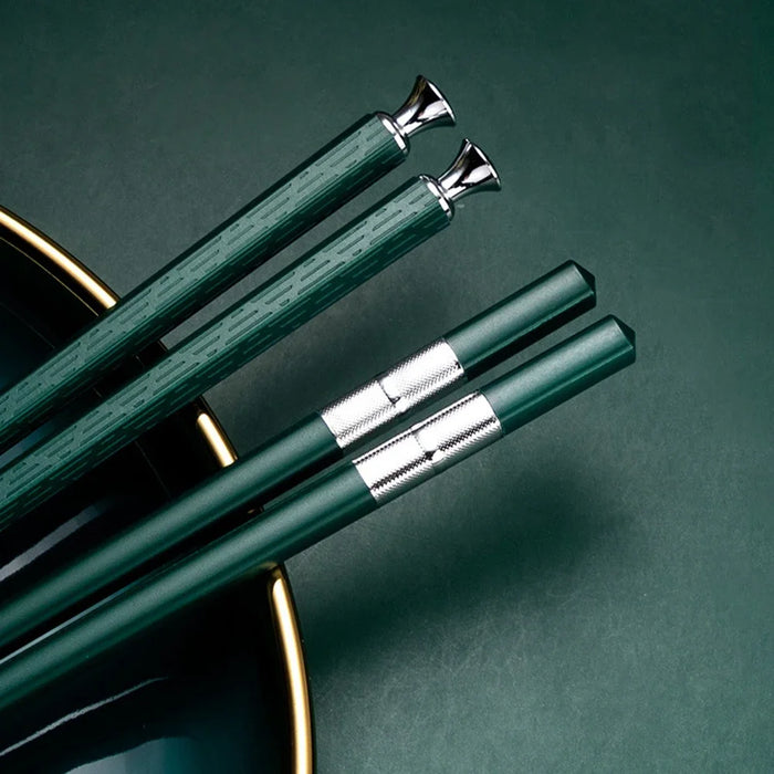 5 Pairs Stainless Steel Asian Chopsticks Set