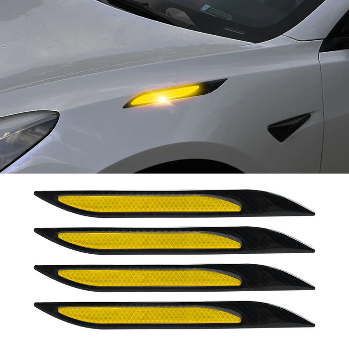 4Pcs Car Reflective Strips Carbon Fiber Bumper Protector Auto Safety Warning Sticker Anti-Scratch Tape Auto Styling