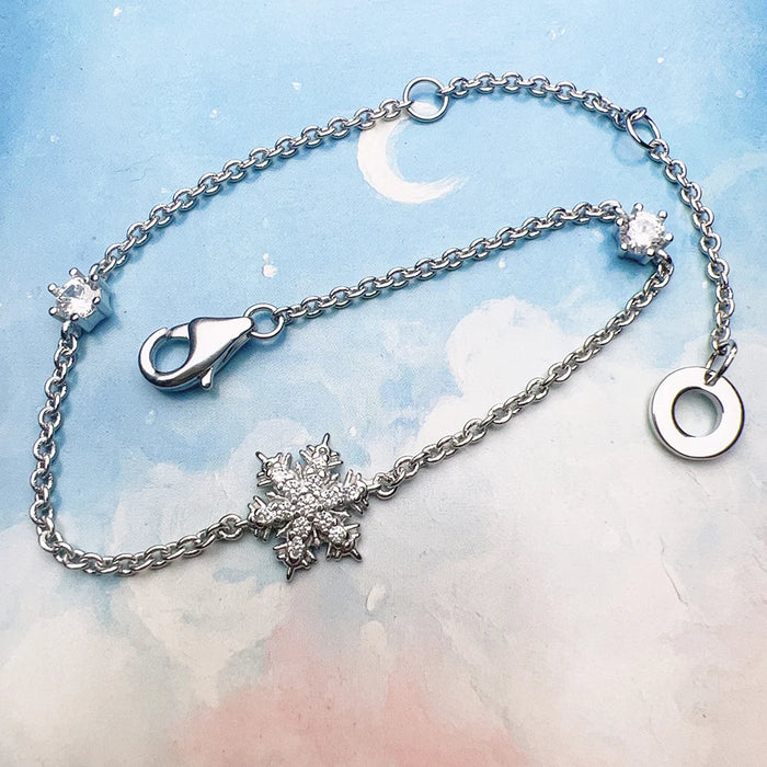 925 Sterling Silver Snowflake Bracelet Link Chain For Women