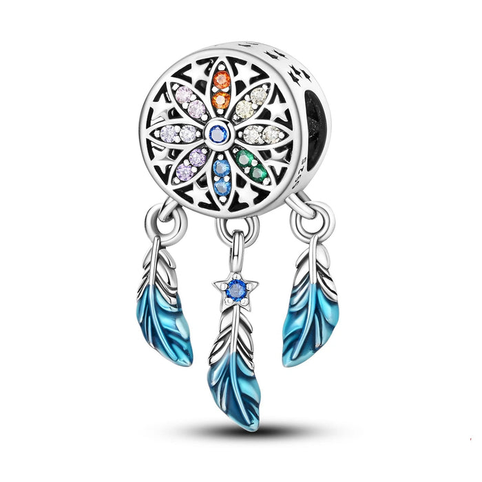 925 Sterling Silver Starry Night Dreamcatcher Beads Fits Bracelet Women Diy Gift