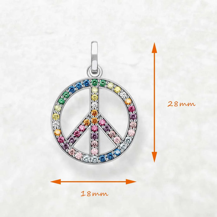 925 Sterling Silver Colourful Peace Pendant Fine Jewelry For Men & Women