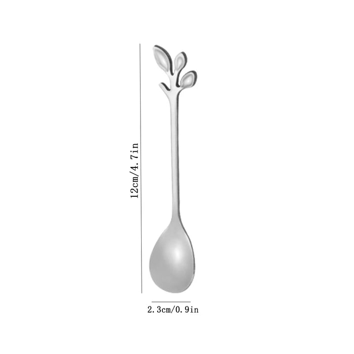 6 Piece Stainless Steel Leaf Scoop Ice Cream Spoons