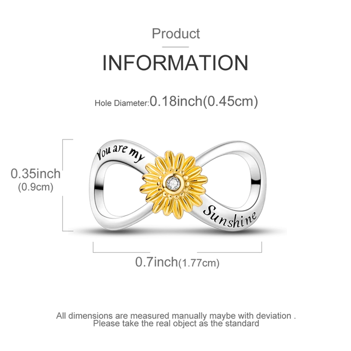 925 Sterling Silver Sunflower Charm Pendant Fits Bracelets Diy Gift For Women