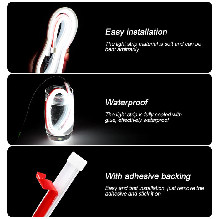 2X Super Bright Led Drl Car Daytime Running Light 12V Flexible Waterproof Turn Signal Yellow Neon Lamp