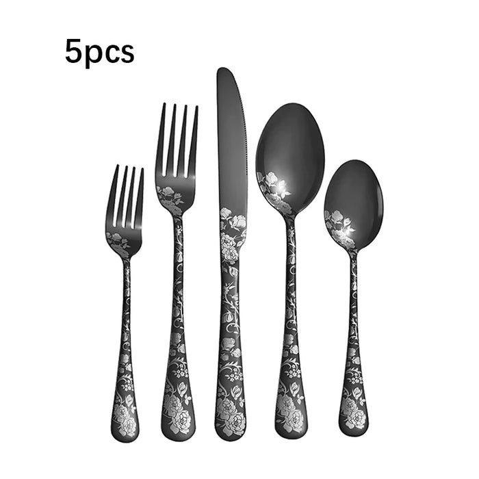 5 / 20 Piece Printed Stainless Steel Tableware For Hotels Western Steak Knife And Fork