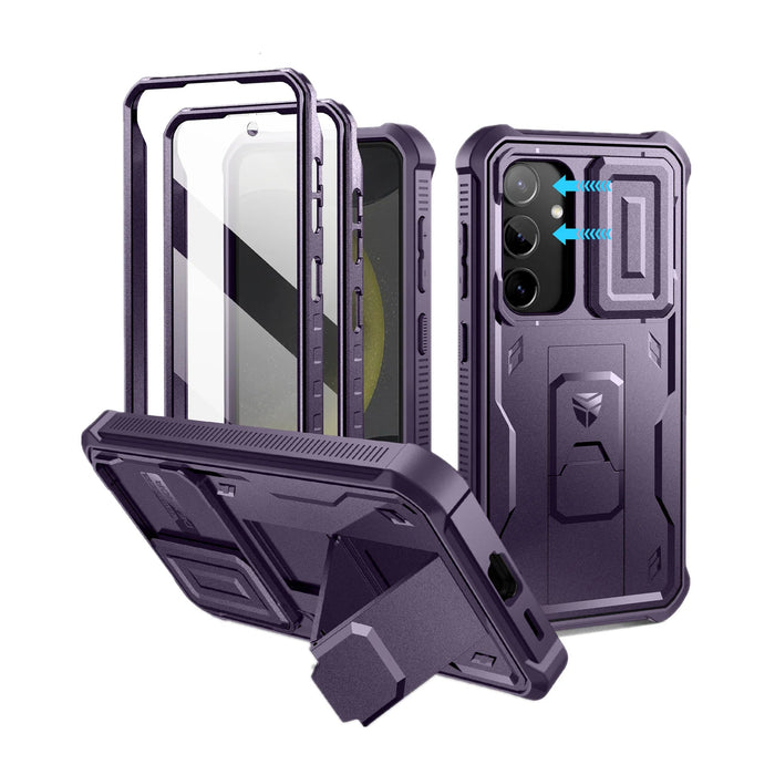 For Samsung Galaxy S24 6.2 Inch Full Body Rugged Case Built-In Screen Protector Kickstand With Built-In Slide Camera Case