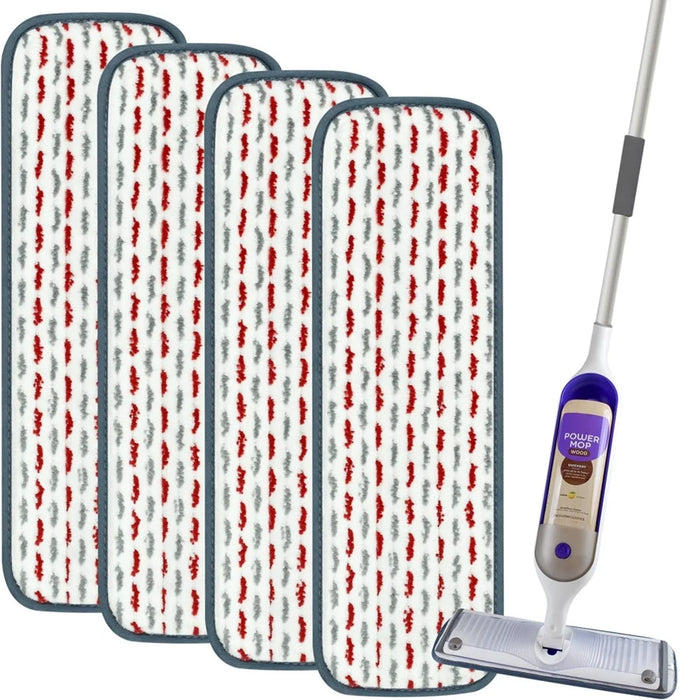 4 Pack Thicker Microfiber Mop Pads Compatible With Swiffer Power Mop Wet Pads For Floor Cleaning Reusable & Washable Pads