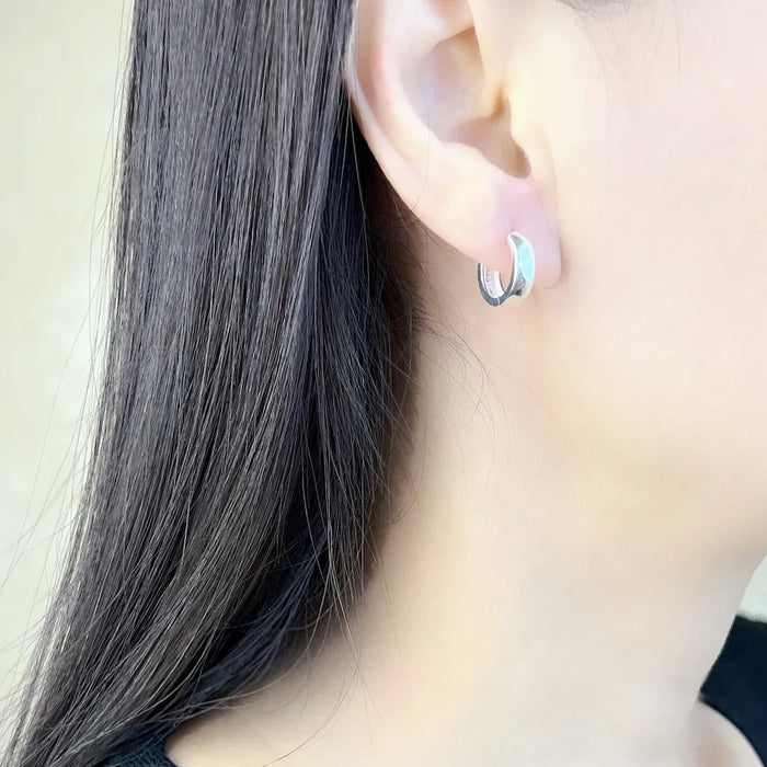 925 Sterling Silver Hinged Hoop Earrings Classic Creole Style For Women