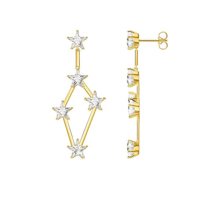 925 Sterling Silver Sparkling Star Drop Earrings Fine Statement Jewelry For Women