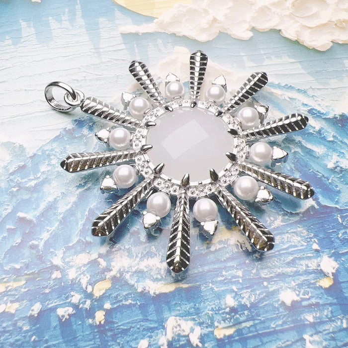 925 Sterling Silver Sparkling Winter Sun Pendant Jewelry For Women