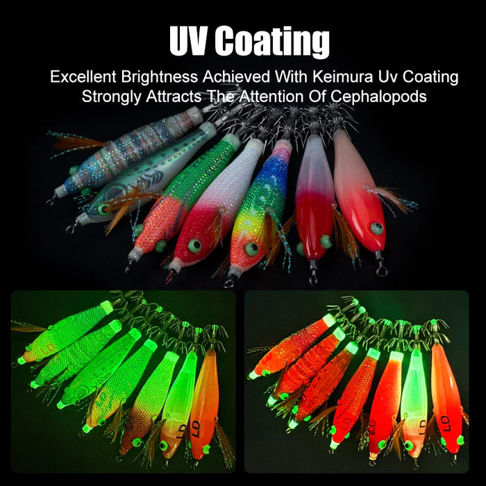14Pcs Luminous Squid Jig Set With Bkk Hook