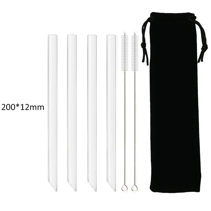 Reusable Glass Straw Set For Bubble Tea & Cocktails