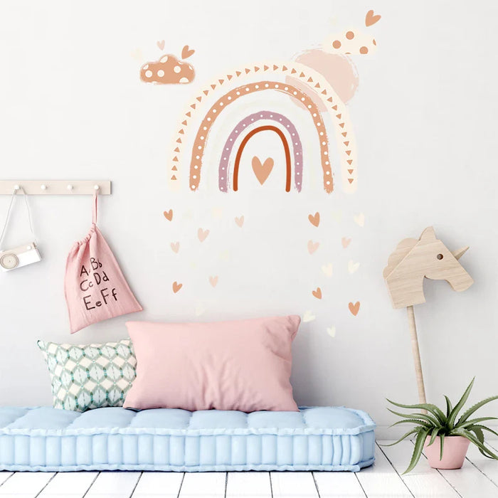 Boho Rainbow Heart Wall Stickers For Kids Room Decor
