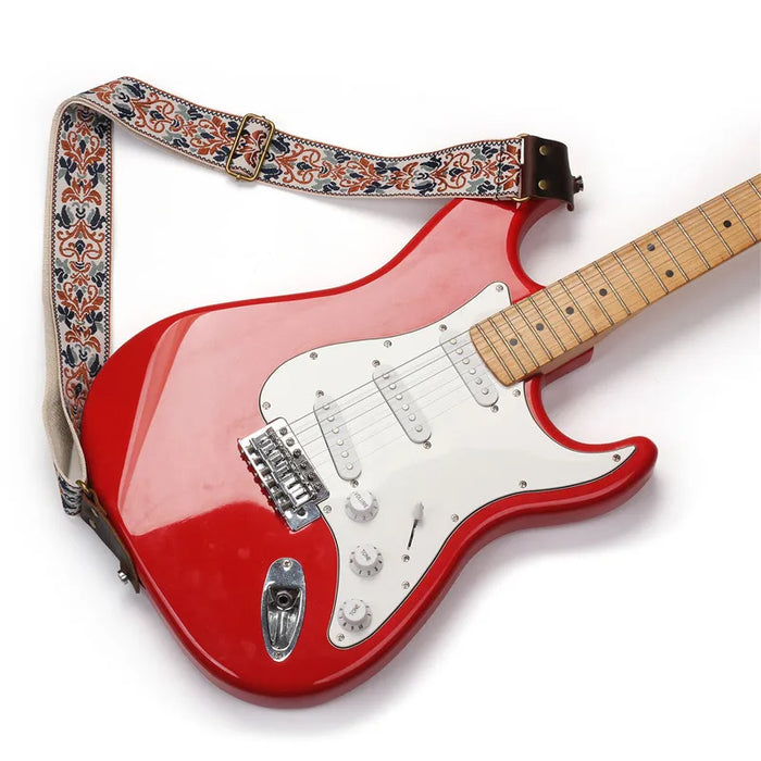 Vintage Floral Embroidered Guitar Strap Adjustable & Soft