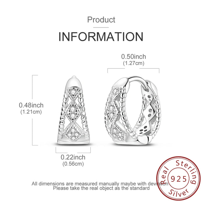 925 Sterling Silver Geometric Hoop Earrings For Women Fine Jewelry