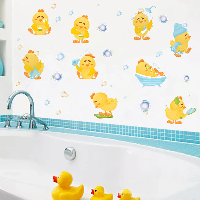 3 Piece Cute Duck Bath Bubble Wall Stickers For Kids Bathroom Decor