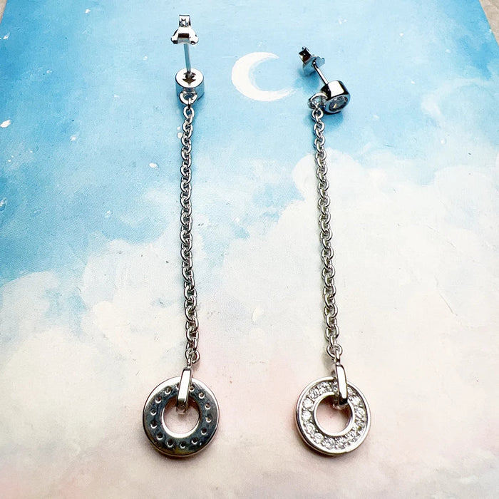 925 Sterling Silver Round Circle Earrings For Women Lucky