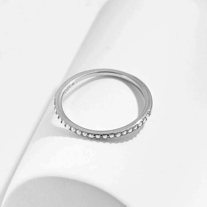 925 Sterling Silver Sparkling Moissanite Eternity Ring