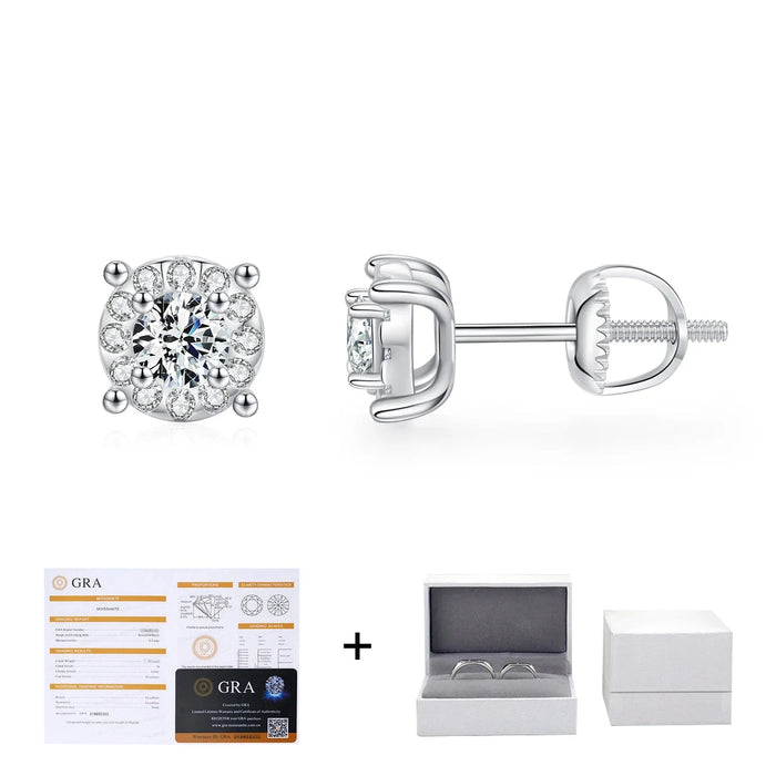 925 Sterling Silver Round Cut Moissanite Stud Earrings In For Bridal Gifts