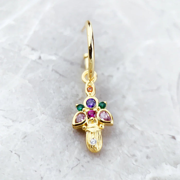 925 Sterling Silver Golden Scarab Beetle Hoop Earrings