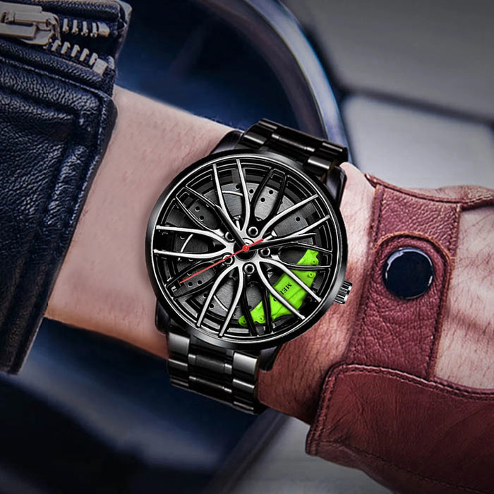 Stainless Steel Car Wheel Mens Watch