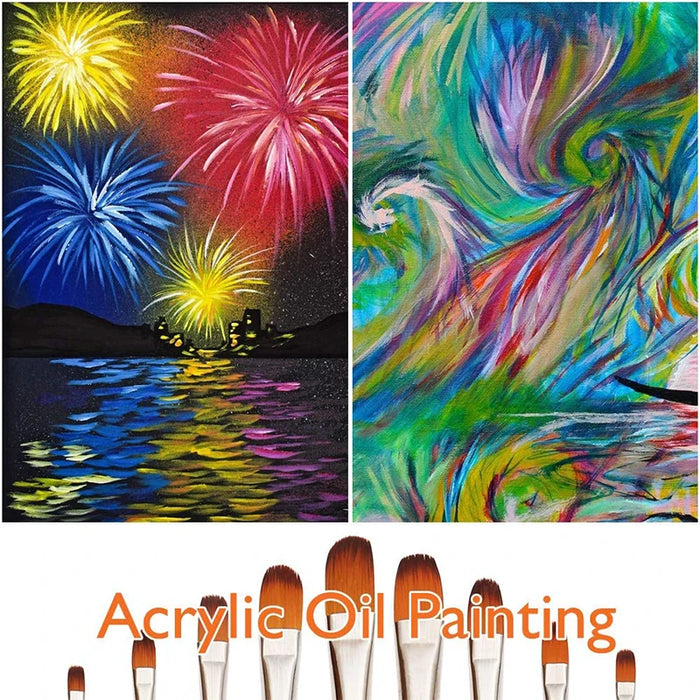 9 Piece Professional Artist Brush Set For Acrylic Oil Watercolour Gouache Painting