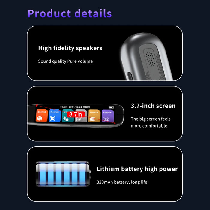 S65 Translation Pen Scan Reader Device Text Scanning Reading Translator Real Time Intelligent Text Scanning Point Reading Pen