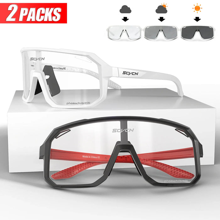 2 Pack Photochromic Cycling Sunglasses For Mountain Biking