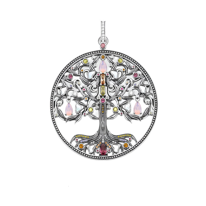 925 Sterling Silver Boho Tree Pendant Colourful Nature Jewelry For Women Summer 2022 Gift